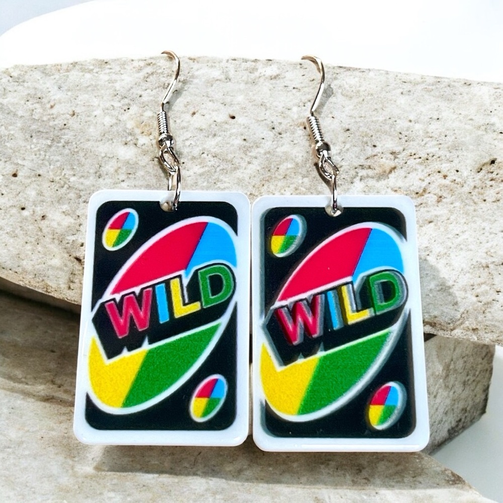 New Uno Wild card acrylic earrings